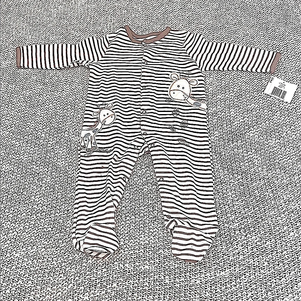 Baby 9 Month Footies Onsie PJs Brown & Crean Striped Giraffe by Little Me (New)